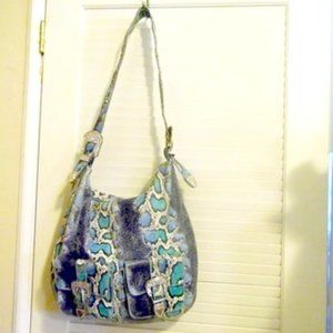 Charm and Luck  Genuine Leather Large Hobo Python Print Turquoise Color Hobo Bag
